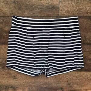 J. Crew Pleated Navy White Striped 3” Shorts sz 00 EUC